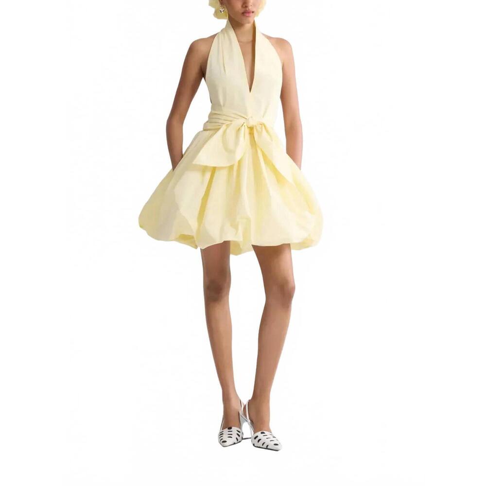 NEW PATOU bloomer halter knot dress in yellow